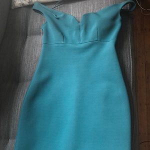 Cinq a Sept green off-shoulder midi bodycon dress